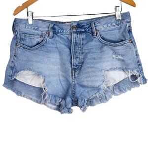 We the Free Shorts 29 Womens Cutoff Distressed Denim Button Fly High Rise Frayed